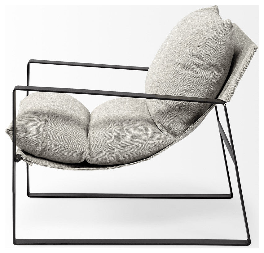 Ash Gray And Black Metal Sling Chair