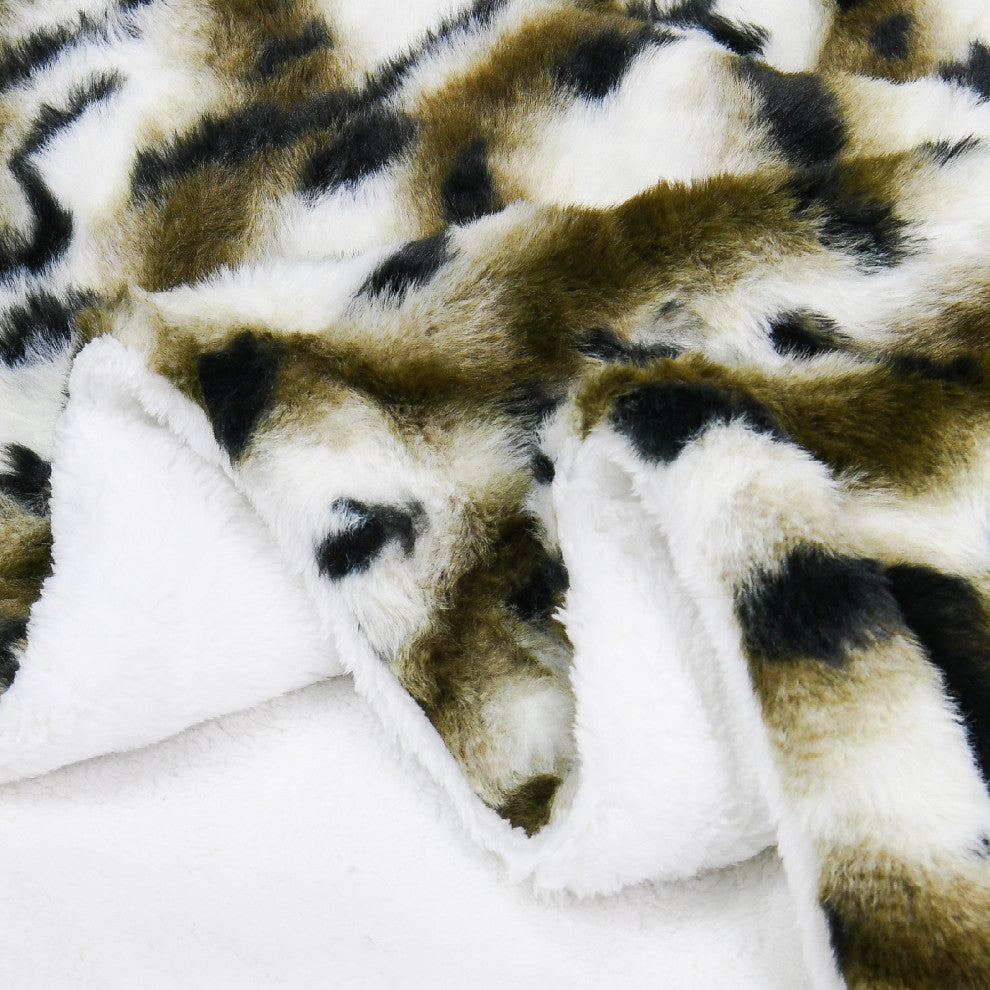 Elite Faux Fur Throw Blanket With Sherpa Backing, Amara, 50" X 60"