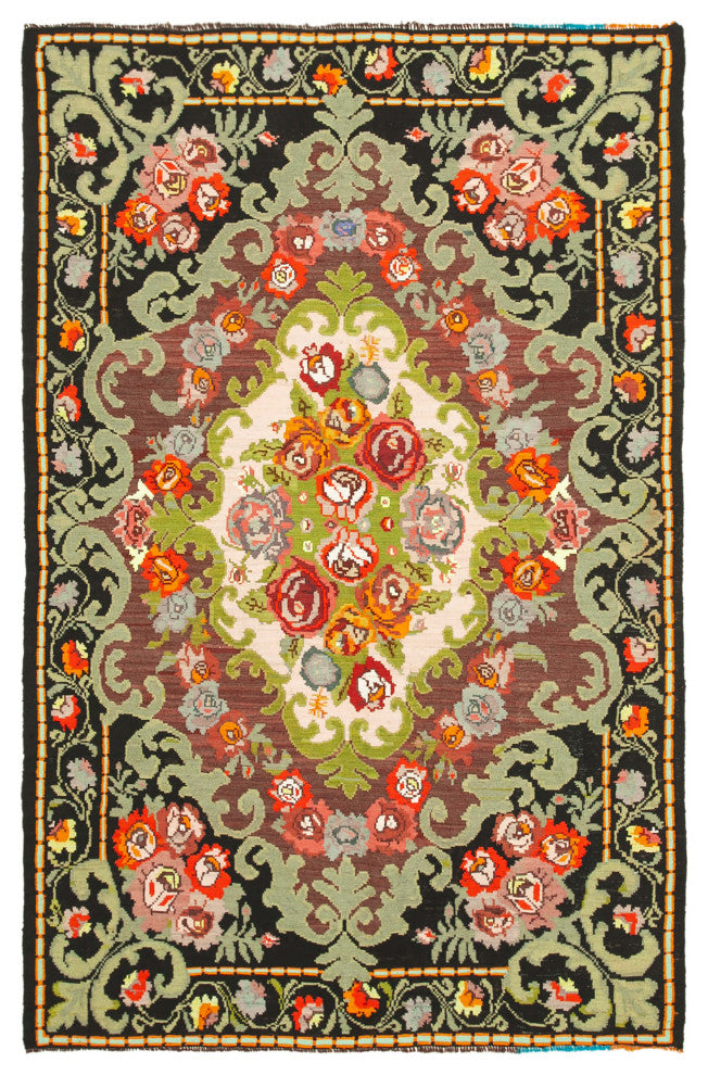 Rug N Carpet - Handmade Bessarabian 6' 7'' x 10' 0'' Antique Rose Kilim Rug