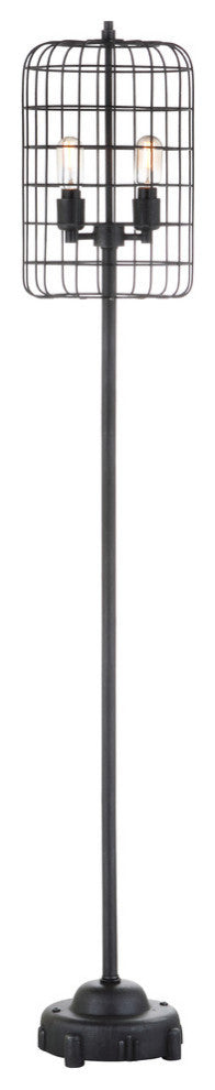 Odette 65" Industrial Metal Floor Lamp, Black and Silver