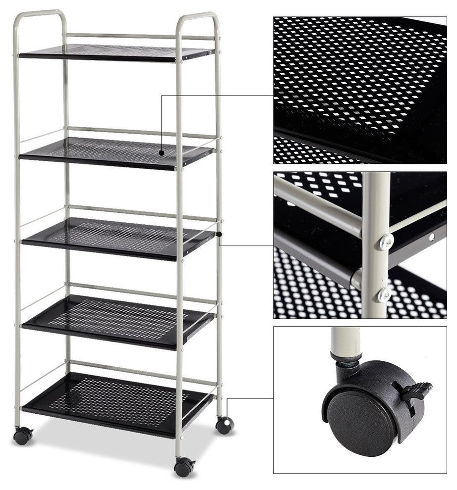 Modern 5-Tiers Storage Cart Rack Utility Shelf