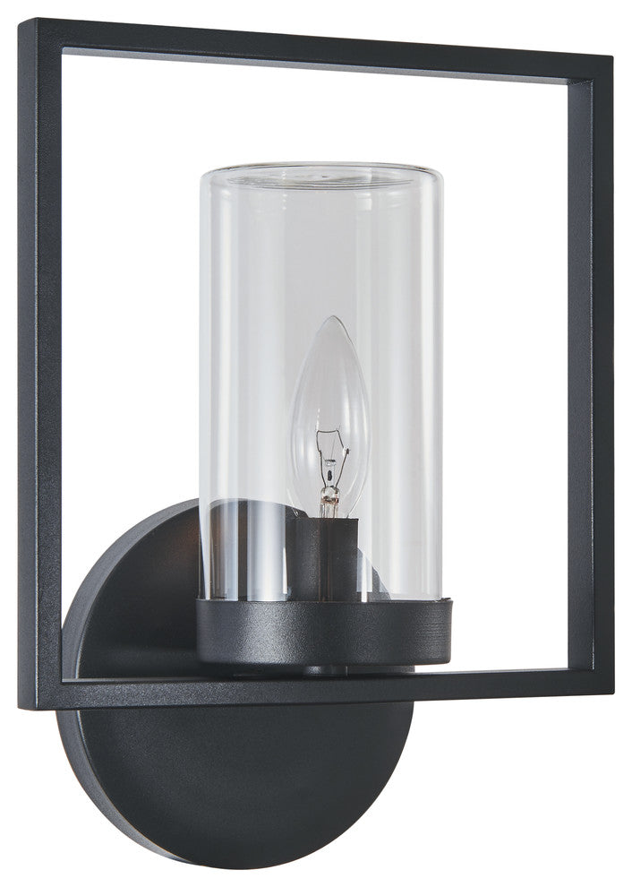 Daniel 1-Light Textured Black Outdoor/Indoor Wall Sconce 13"