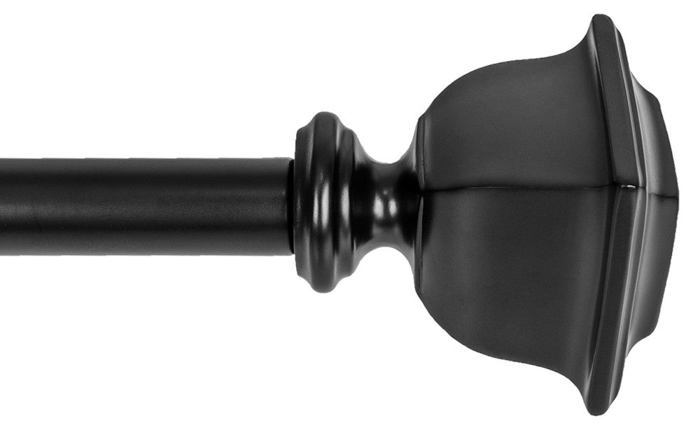 UTOPIA ALLEY 3/4" Single Adjustable Curtain rods for Windows, Black, 48"-86"