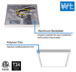 DSE6 Square 6" Edge-Lit LED Surface Mount Downlight, 4000k
