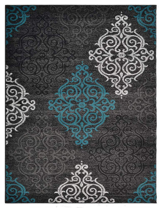 MACHINE MADE HEATSET POLYPROPYLENE AREA RUGS -Silver Blue,Contemporary Design, [Rectangle] 4'x6'
