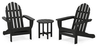 Polywood Classic 3-Piece Adirondack Chair Set With Table, Black
