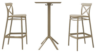 Sky Cross Square Bar Set With 2 Barstools Taupe