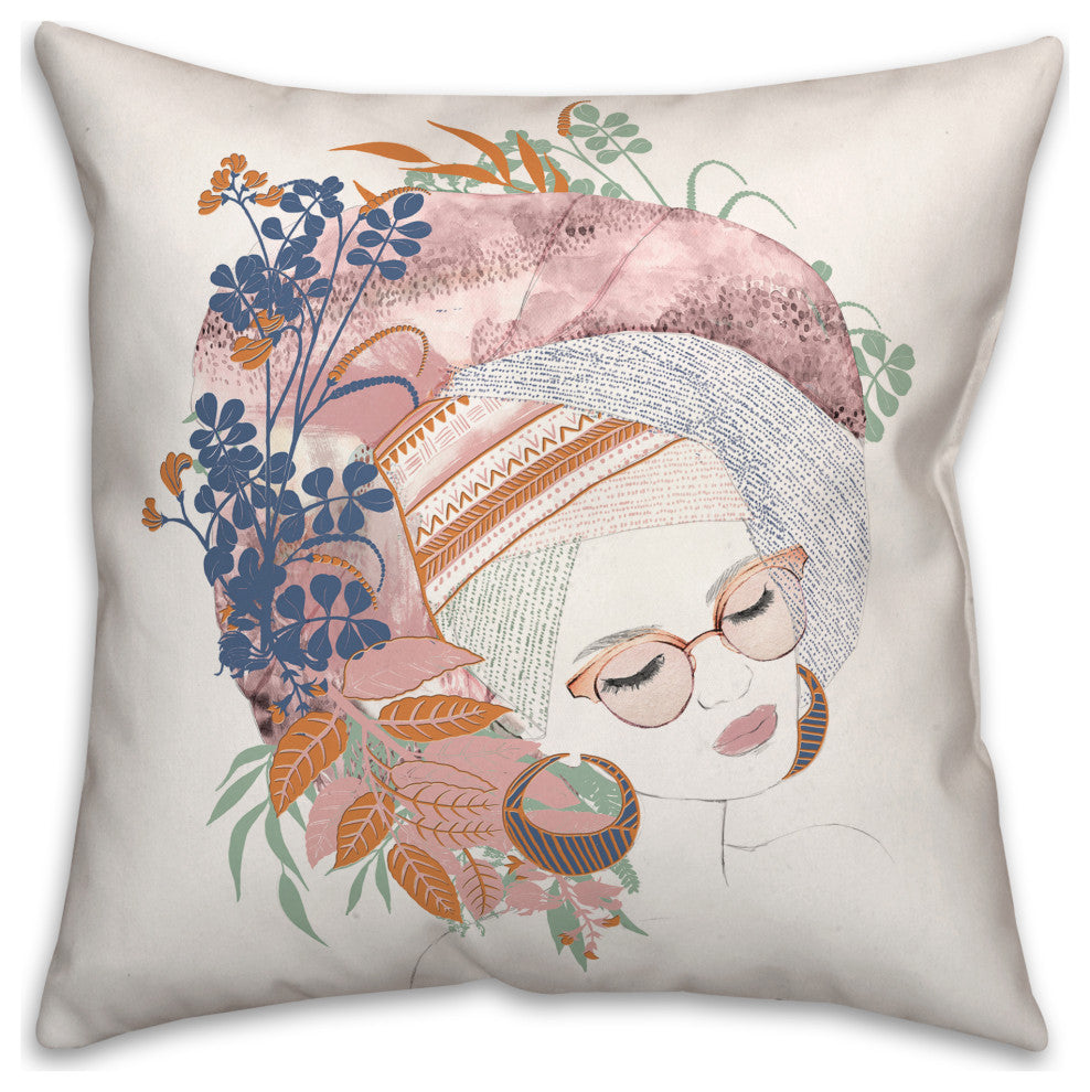 Summer Chic Sketch 18x18 Spun Poly Pillow
