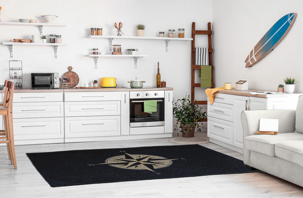 Compass Nautical Chenille Rug