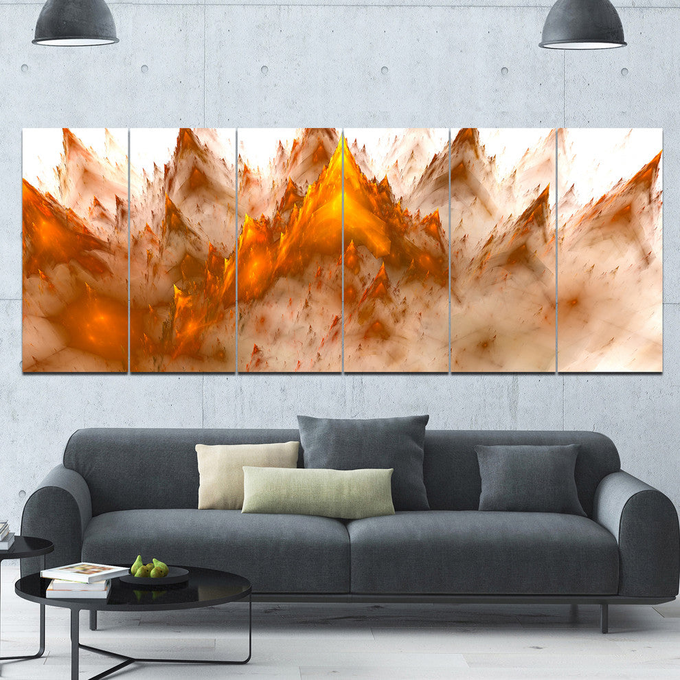 Brown Fractal Crystals Design, Abstract Canvas Art Print, 70"x28", 6 Panels