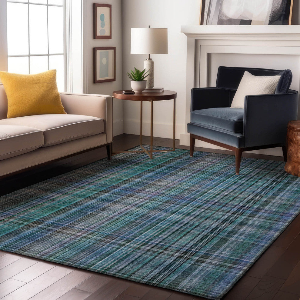 Premium Machine Washable Mayfield AMF541 Teal 5' x 7'6" Rug