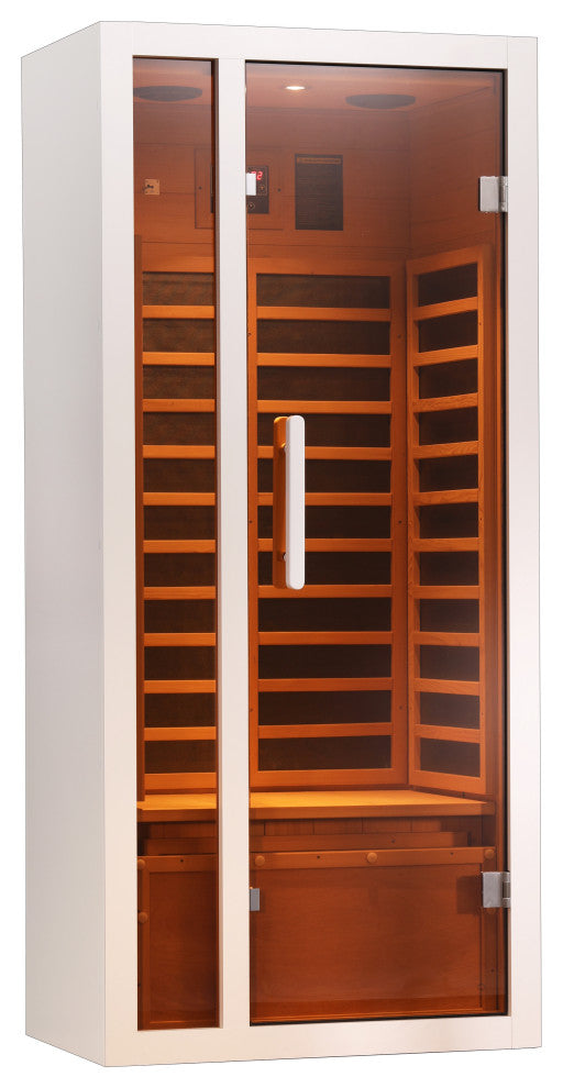 Extendable Indoor FAR Infrared Heating Sauna Bluetooth, White, 1-Person