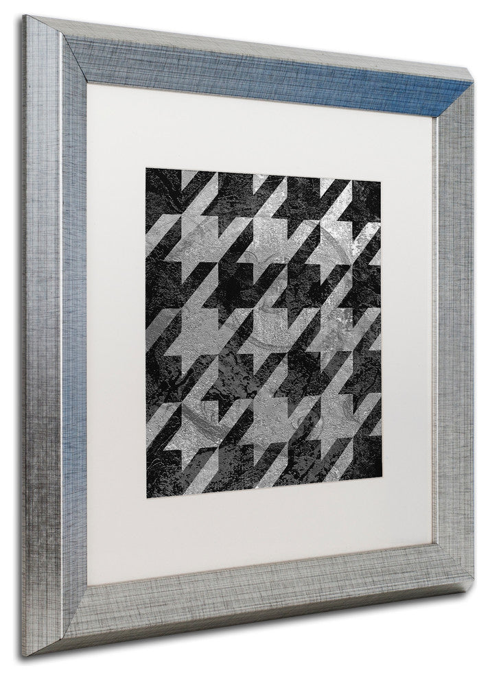 Color Bakery 'Houndstooth VI' Art, Silver Frame, White Matte, 16"x16"