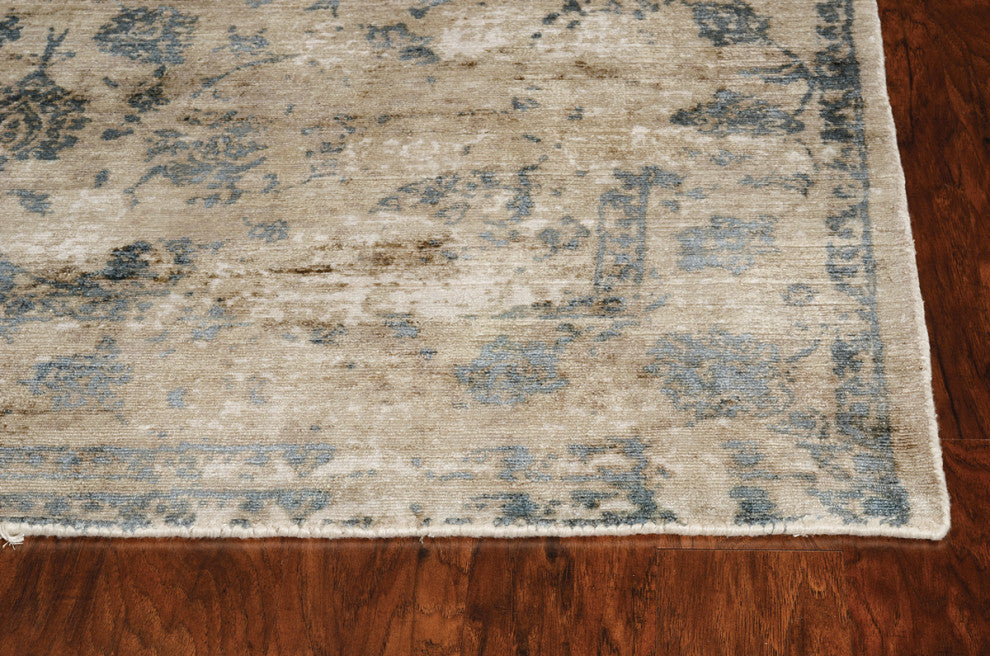 KAS Indulge 0805 Sand/Blue Elegance Area Rug, 7'6"X 9'6"