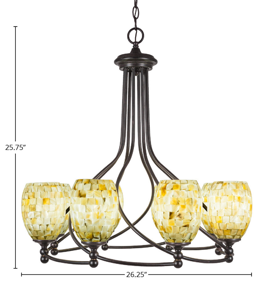 Capri 8-Light Chandelier, Dark Granite/Ivory Glaze Seashell