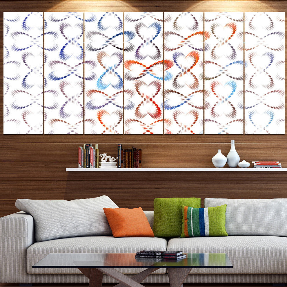 Butterflies Fractal Outline Art, Abstract Wall Art Canvas, 83"x32", 7 Panels