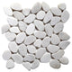 Milky white sliced round pebble tile 12x12 for bathroom and living area