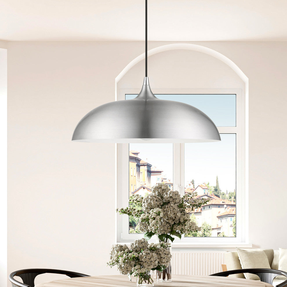 Amador 1 Light Brushed Aluminum With Polished Chrome Accents Pendant