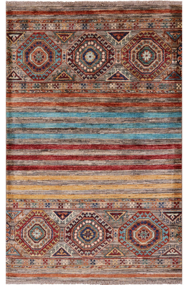 Super Kazak Khorjin Handmade Wool Rug 3' 3" X 5' 1" - Q12326