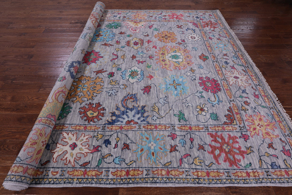 9' 1" X 12' 1" Turkish Oushak Hand Knotted Wool Rug - Q14955