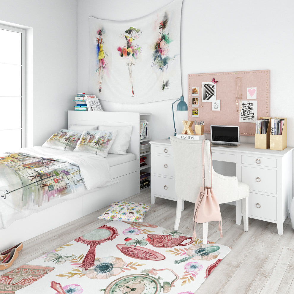 Colorful Illustration of City Cityscape Duvet Cover, Twin