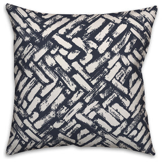 Navy Abstract Strokes 16x16 Throw Pillow
