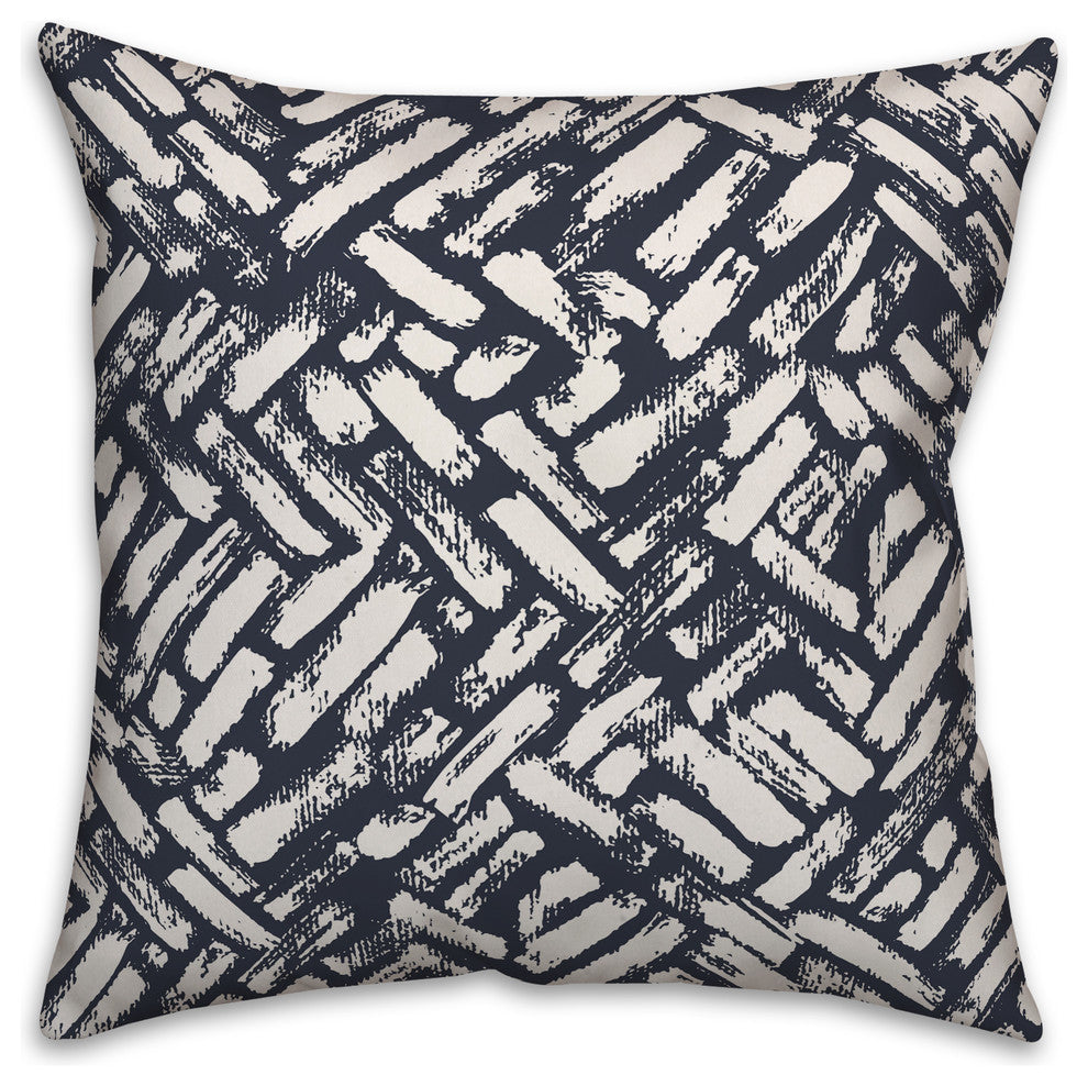 Navy Abstract Strokes 16x16 Throw Pillow