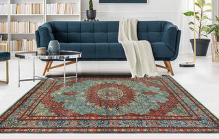 Super Vintage Distressed All Lt. Blue/Rust Rug, 7'1 x 10'1