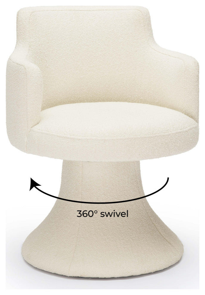 Jeffree Cream Performance Boucle Swivel Dining Chair