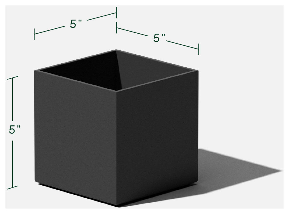 Veadek Geo Series Cube 5" Planter, Black, 5 Inch, 1 Pack