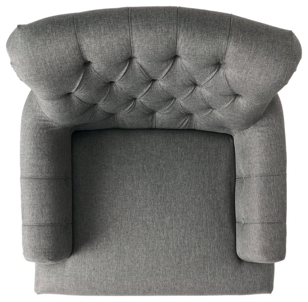 GDF Studio Byrnes Contemporary Button-Tufted Fabric Club Chair With Rolled Backr