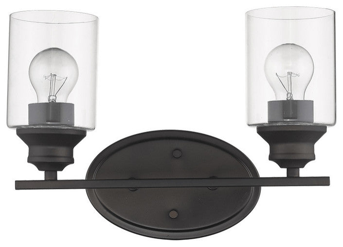 Two Light Bronze Wall Light with Clear Glass Shade