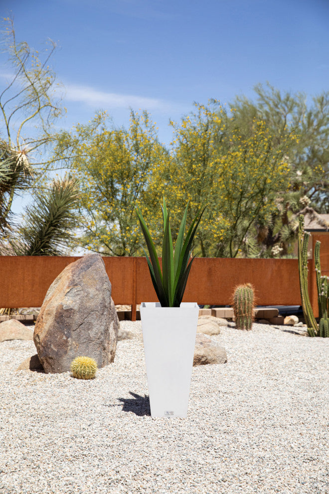 Midland Tall Square Planter, White, 26'', 2 Pack