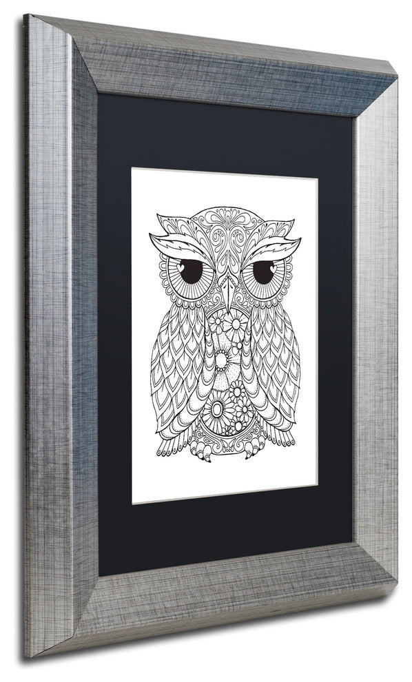 Hello Angel ''Owl 2'' Art, Silver Frame, Black Mat, 14x11