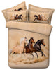 3D Bedding, Brown and Black Wild Horses, 4-Piece Duvet Cover Set, Queen