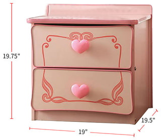 Wooden 2 Drawers Nightstand, Pink