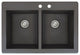 Radius 33" silQ Granite Drop-in Double Bowl Kitchen Sink with 2 Holes in Black
