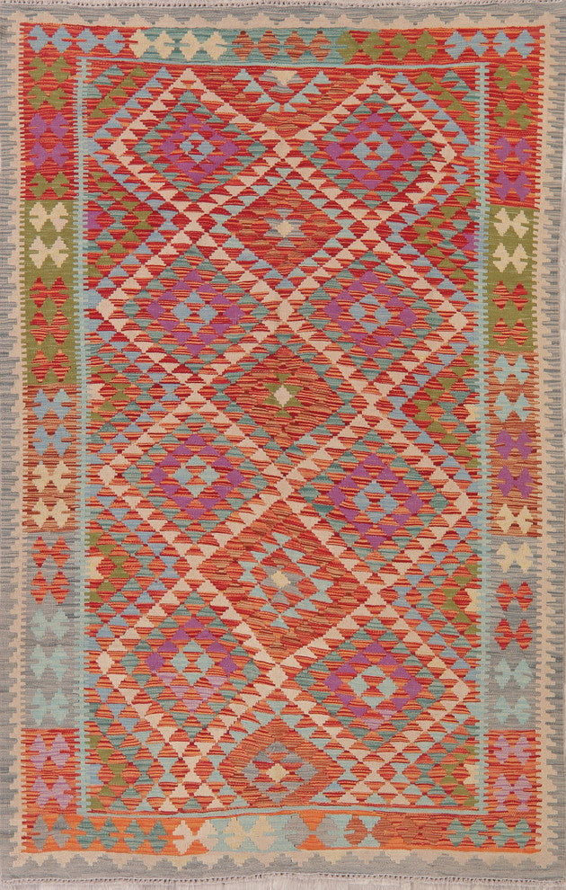 Turkish Flat-Woven Oriental Traditional Kilim Southwestern Area Rug, 8'1"X5'3"