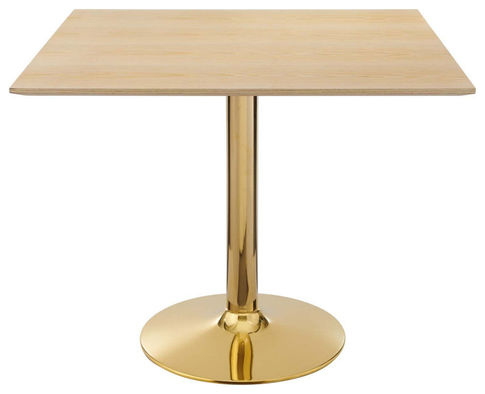 35" Dining Table, Square, Natural Gold, Metal, Modern, Mid Century