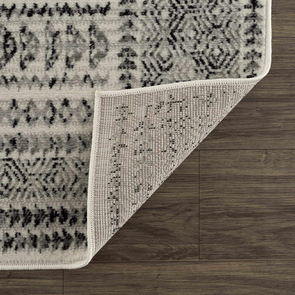 Hauteloom Greig Area Rug, Black/Charcoal/Light Gray, 7'10"x10'