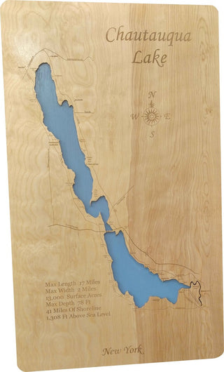 Chautauqua Lake, New York-Wood Lake Map, Large Standout