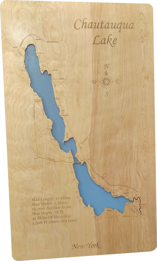 Chautauqua Lake, New York-Wood Lake Map, Large Standout