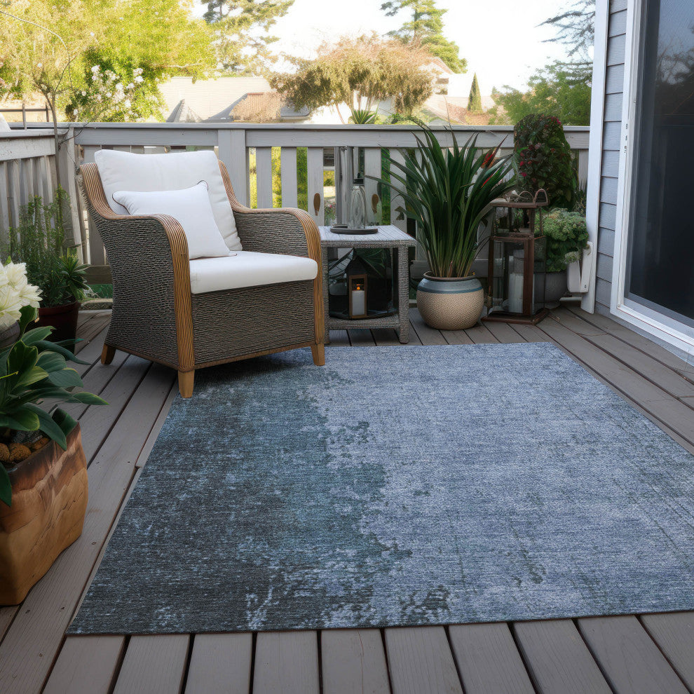 Machine Washable Indoor/Outdoor Chantille ACN1912 Blue 2'6" x 3'10" Rug