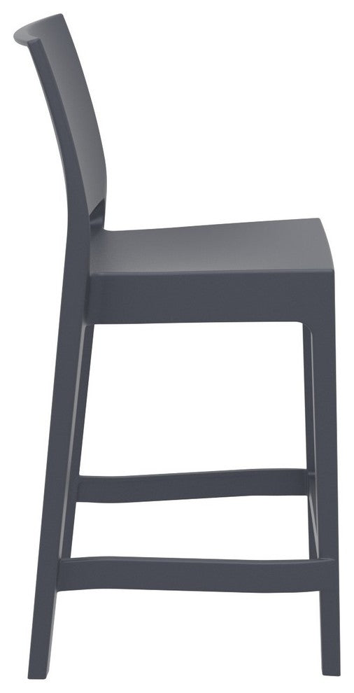 Maya Resin Counter Stool, Dark Gray, Set of 2