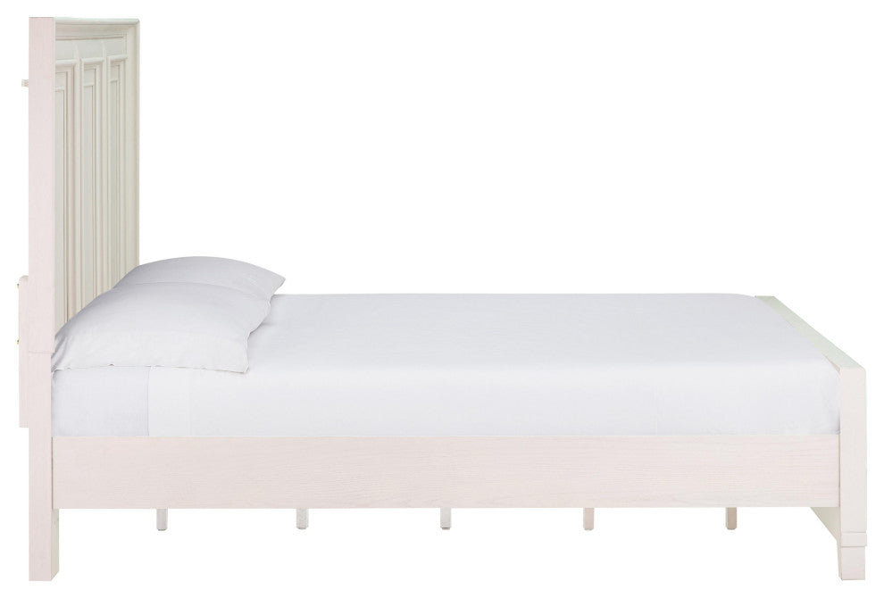 Montauk Weathered White King Panel Bed