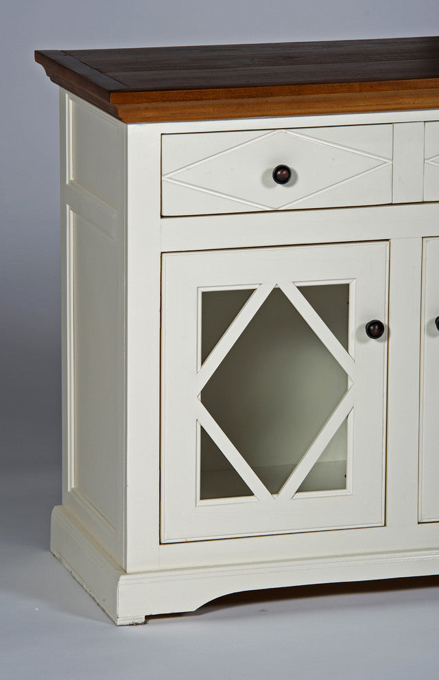 41" Shelter Bay Credenza, Bright White, Caribbean Rum