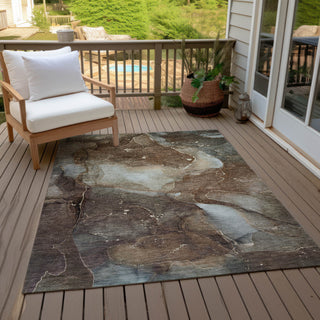 Machine Washable Indoor/Outdoor Chantille ACN522 Brown 3' x 5' Rug