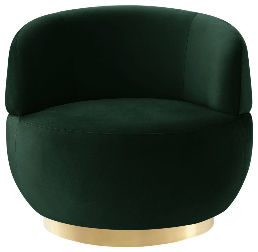 Inspired Home Shaniyah Accent Chair, Swivel, Hunter Green/Gold Velvet
