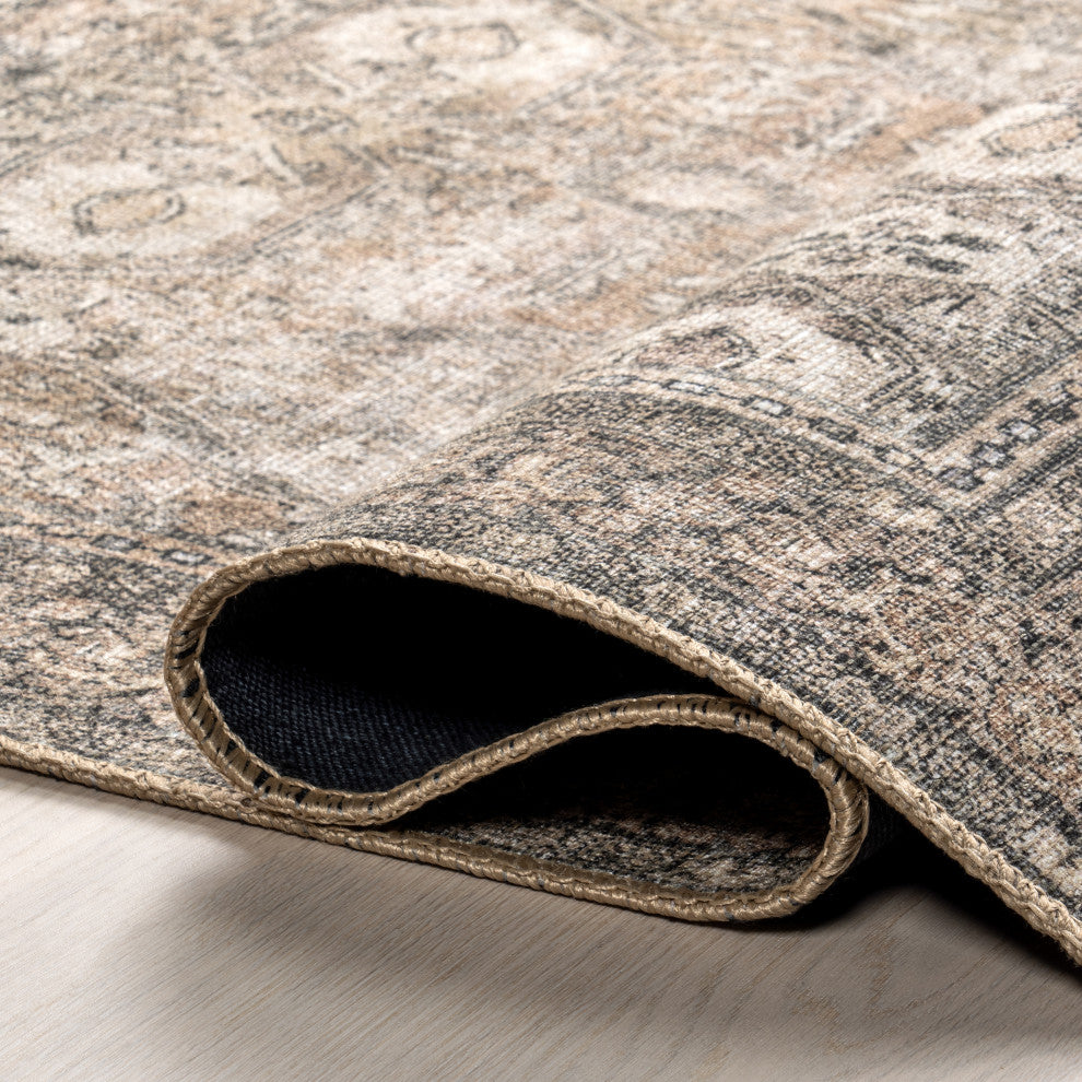 Nuloom Hillstone Collection Traditional Vintage Medallion Rug, Brown 5' x 8'