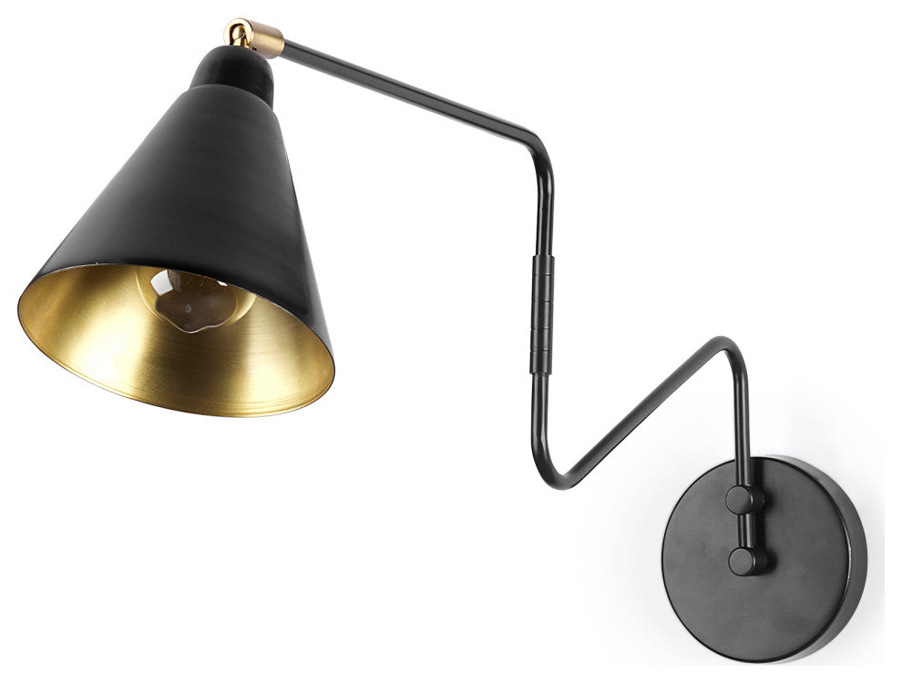 Cobalt 6Lx32W Black Metal Cone Shaped Swivel Wall Sconce